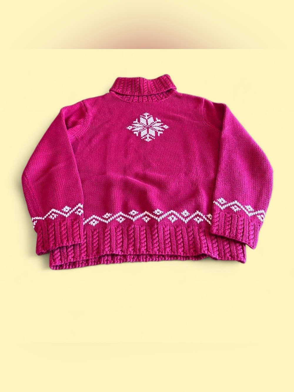 Vintage Lauren Ralph Lauren Hand Knit Snowflake Sweater M Reddish Pink